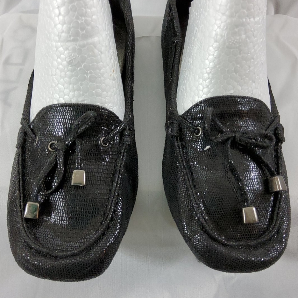 🥿Black and silver iridescent loafer/moccasin Sz.8